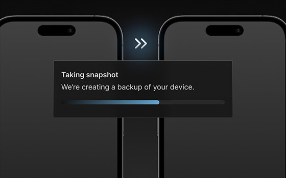 Process of taking snapshot and creating a backup of the iPhone virtual device.