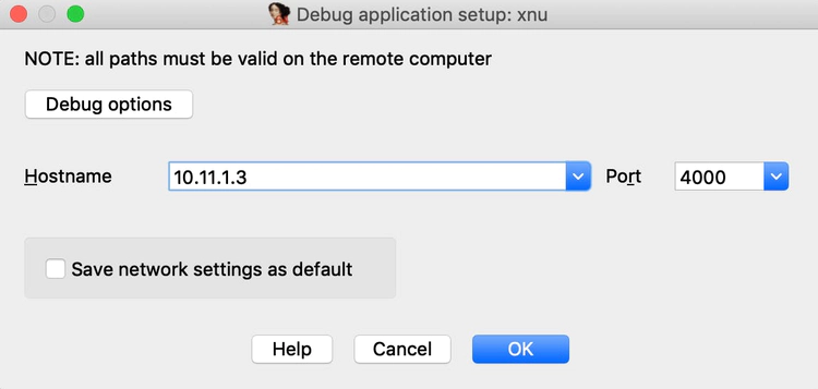 Debug Application setup: XNU Kernel on iMac.